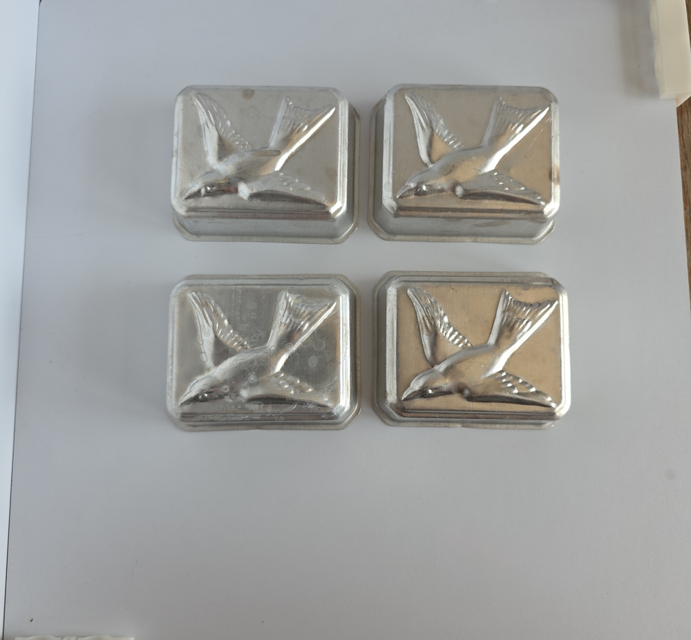 Vintage Mini Aluminum Jello Molds With Bird Design Set Of 4